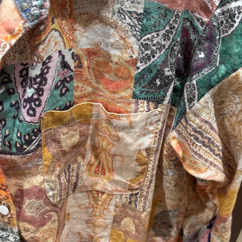 Magaschoni Multicolor Patchwork Women's Button Do… - image 4